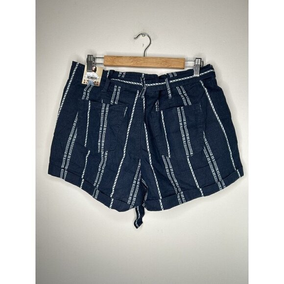 Rewash Brand Blue White Linen Blend Drawstring Shorts Womens Size 13/31 … - Picture 3 of 8